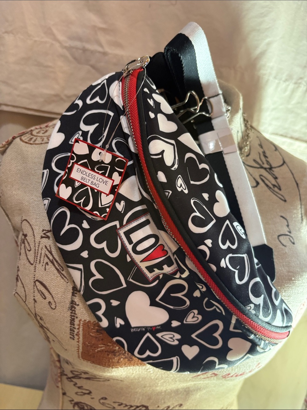 Brighton Black & White Heart Print Belt Bag